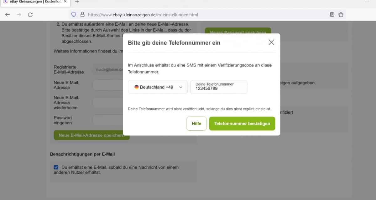 Ebay-Kleinanzeigen: Verpflichtende SMS-Verifizierung zum Schutz vor Belästigung