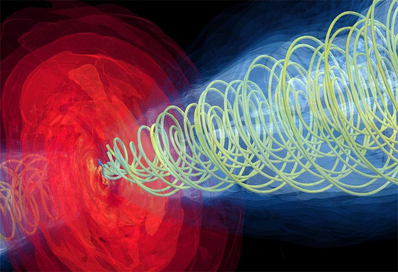 Modell erklärt 6.000 Lichtjahre langen Teilchenstrahl aus Riesengalaxie M87