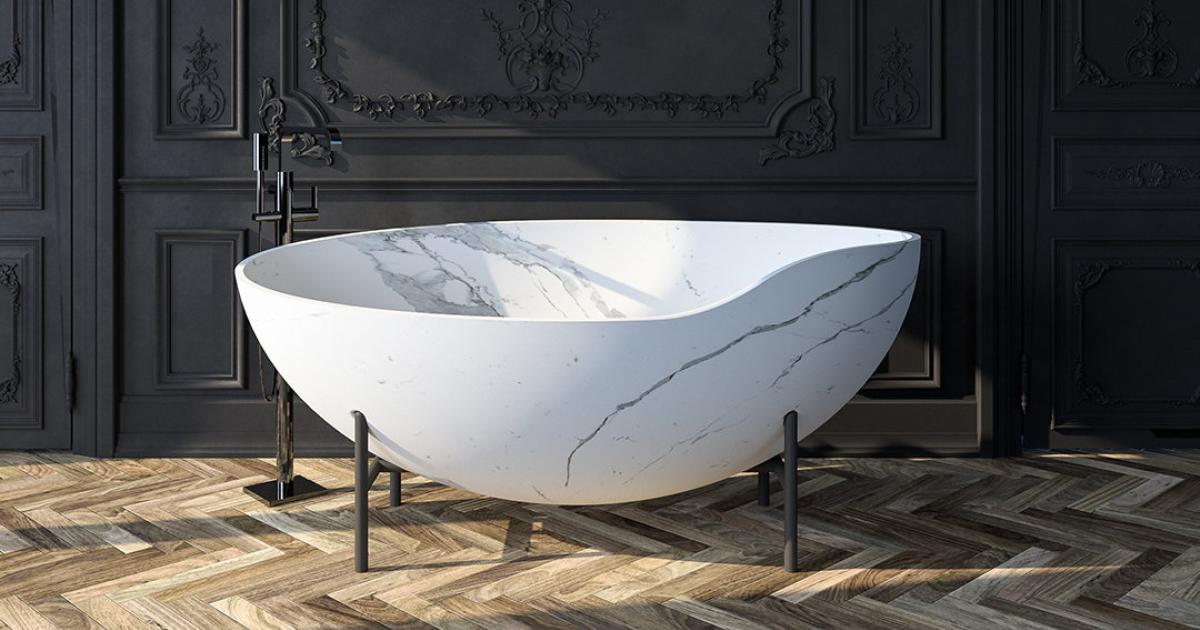 Elegante Ellipse: Die Badewanne Kora aus Marmor