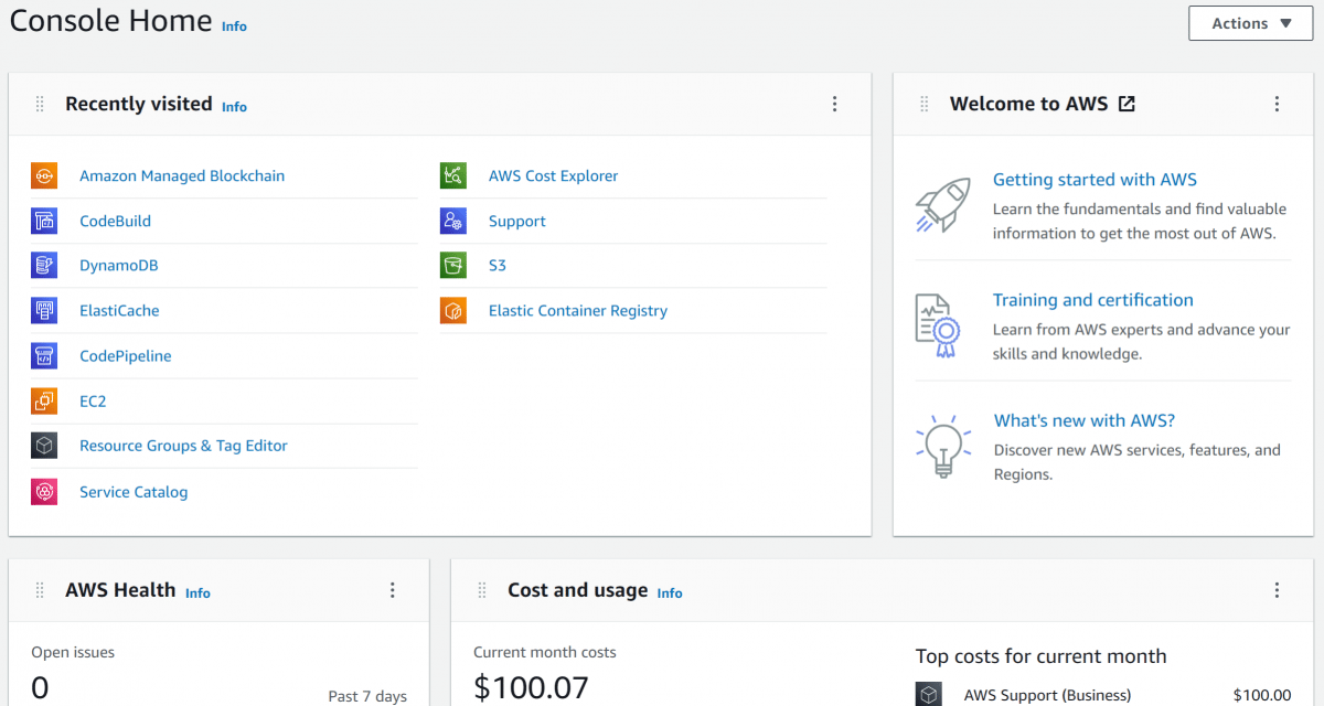 Amazon-Cloud: Neue, individuelle Home-Ansicht der AWS Management Console