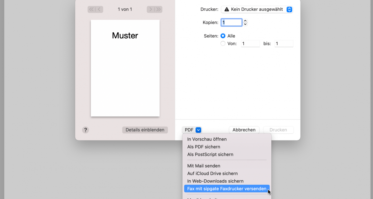 Mac-Faxdrucker für Sipgate wiederbelebt