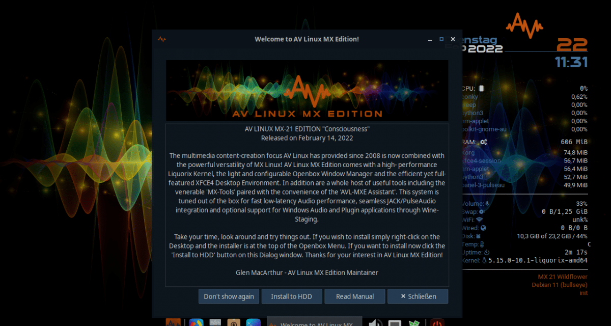 Linux-Distribution AV Linux MX-21  für Multimedia-Produzenten erschienen