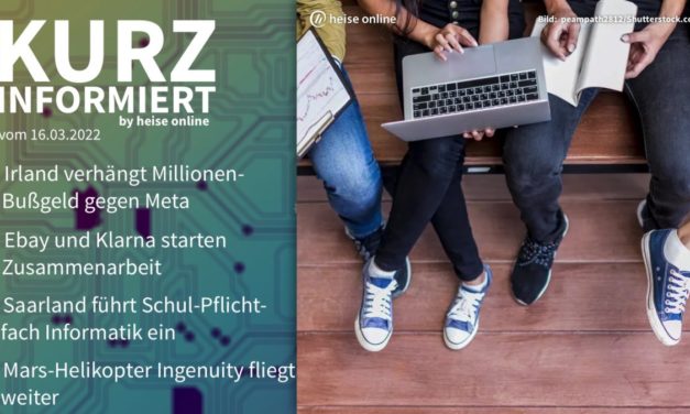 Kurz informiert: Meta-Bußgeld, Ebay-Klarna, Schulfach Informatik, Ingenuity