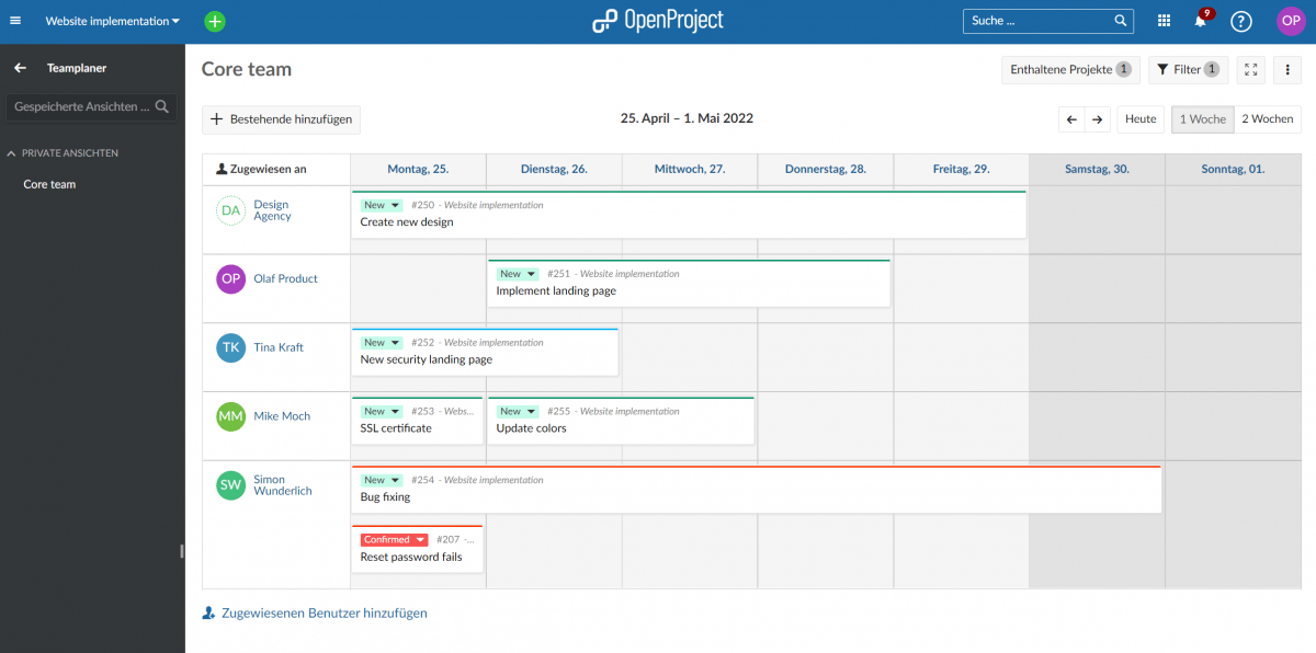 Projektmanagement: Teamplanung mit OpenProject 12.1.0