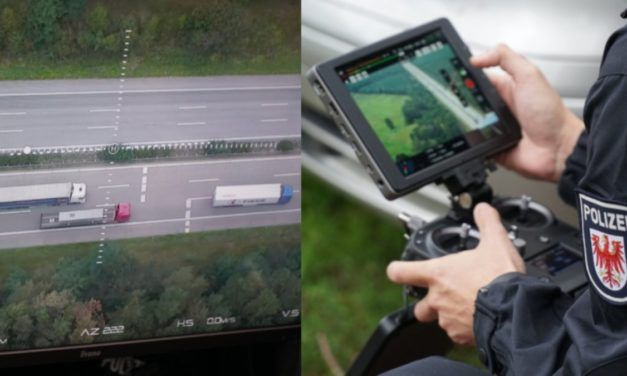 Abstandskontrolle von oben: Polizeidrohne überführt drängelnde LKWs auf der A2